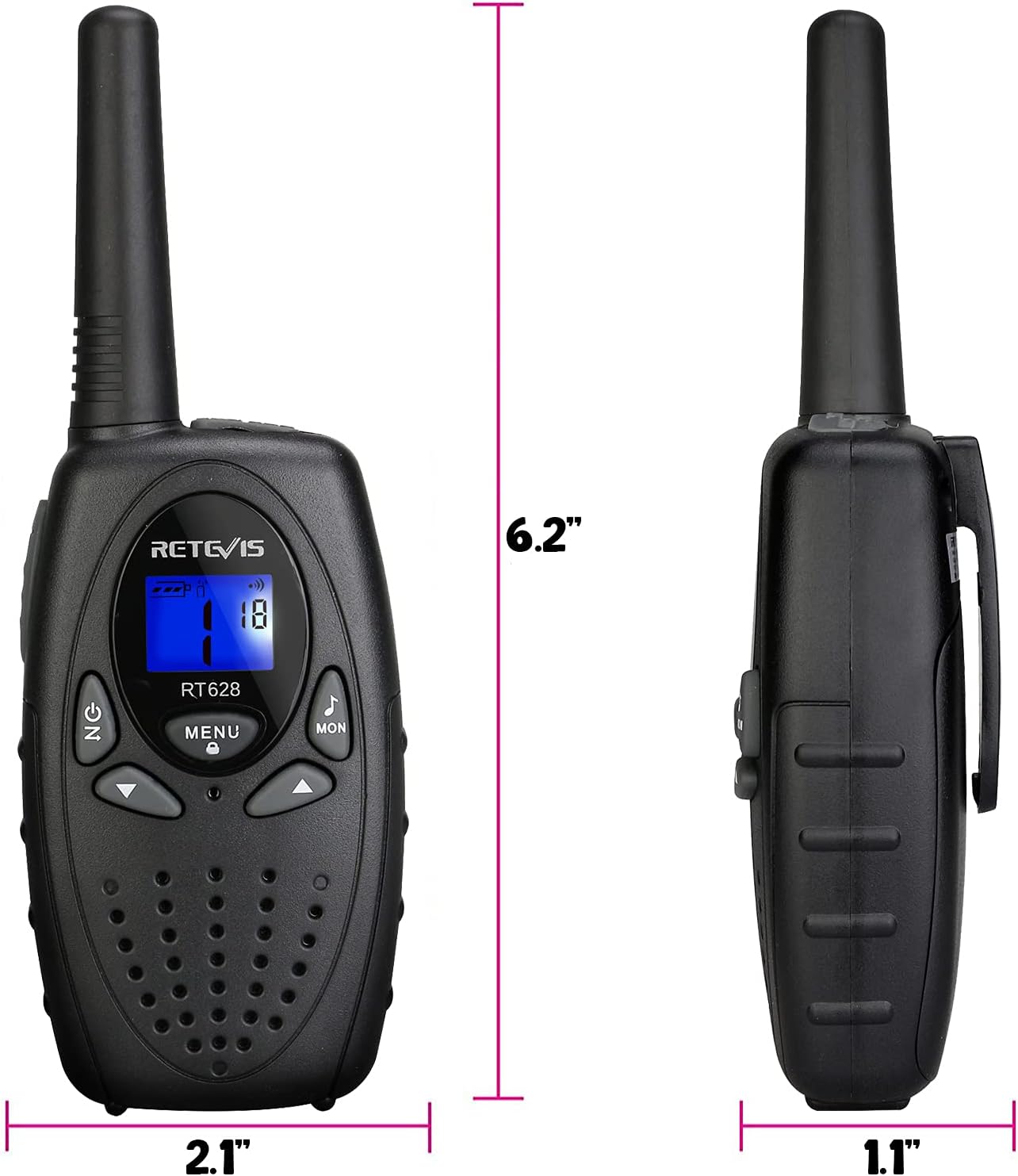 RT628 Walkie Talkies, Kids Toys for 6-12 Years Old, Easy to Use, PMR Walkie Talkies for Kids with VOX, 10 Call Tones, Gifts for Games, Skiing, Family Games, Indoor Activities