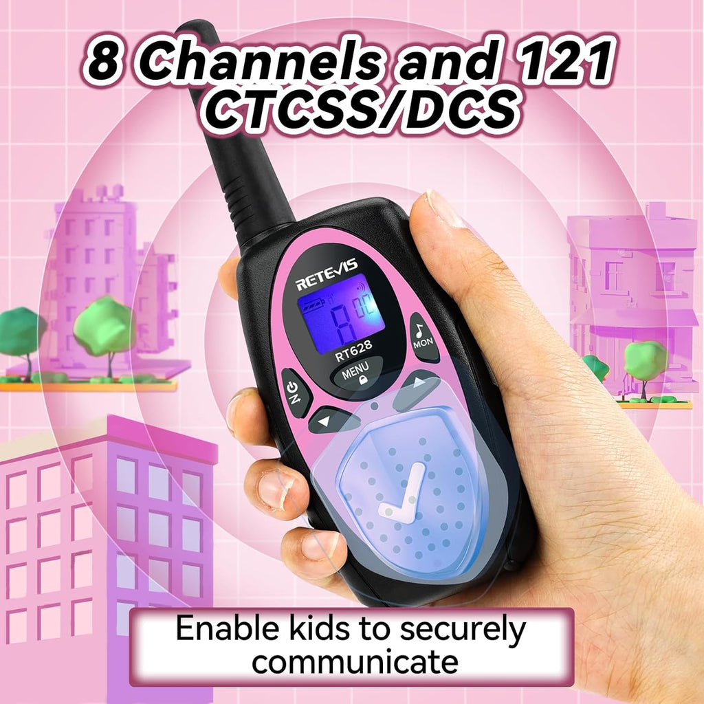 RT628 Walkie Talkies for Kids, Long Range Walkie Talkies with Adjustable Volume, VOX, Keylock, Kids Toy for Family, Camping, Garden, Outdoor, Park, Gifts for 5-12 Years Old