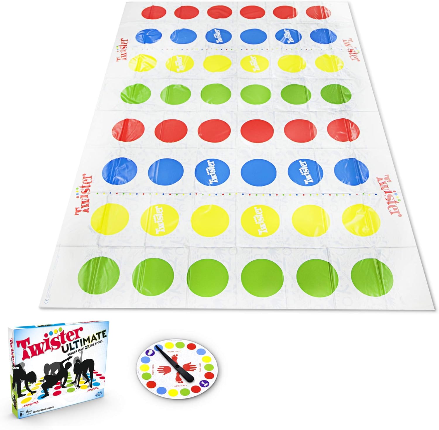 Hasbro Gaming Twister Ultimate: Bigger Mat, More Coloured Spots, Family, Kids Party Game Age 6+, Compatible with Alexa
