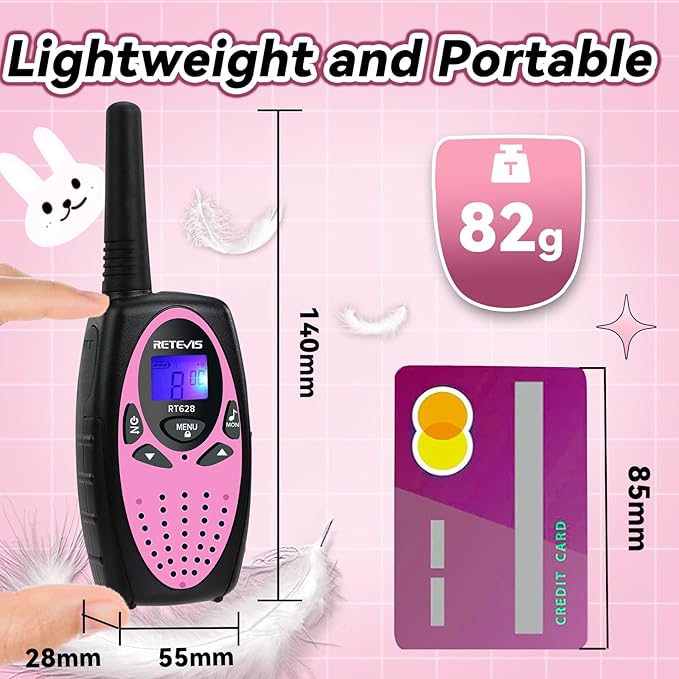 RT628 Walkie Talkies for Kids, Long Range Walkie Talkies with Adjustable Volume, VOX, Keylock, Kids Toy for Family, Camping, Garden, Outdoor, Park, Gifts for 5-12 Years Old