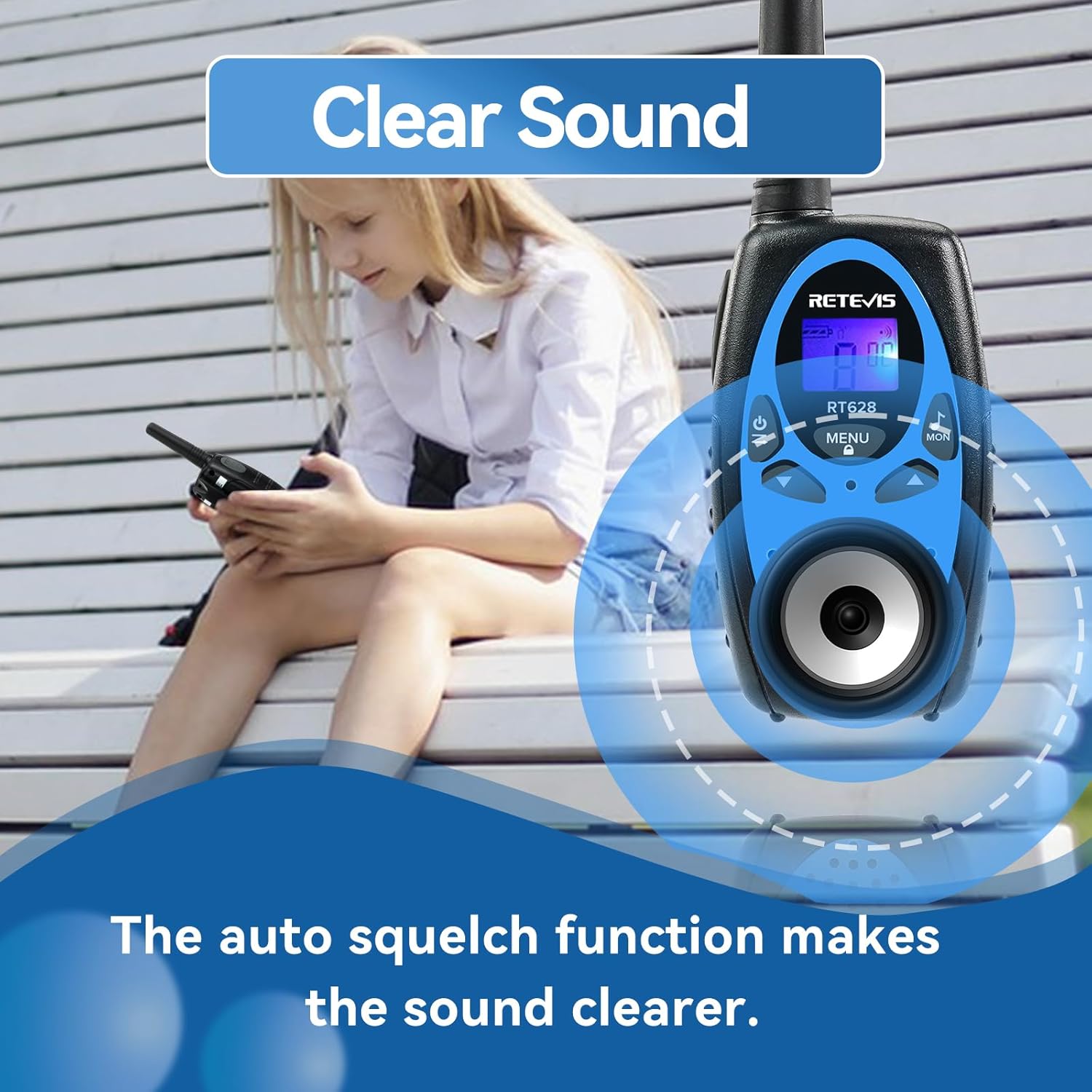 RT628 Walkie Talkies, Kids Toys for 6-12 Years Old, Easy to Use, PMR Walkie Talkies for Kids with VOX, 10 Call Tones, Gifts for Games, Skiing, Family Games, Indoor Activities