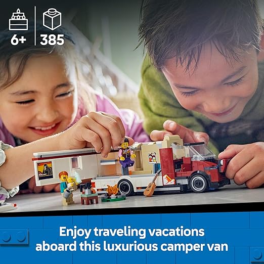 City Holiday Adventure Camper Van Toy - Creative Building Toys for 6+ Year Old Boys & Girls - Includes 3 Minifigures & Accessories - Gift Ideas for Birthdays & Holidays - 60454
