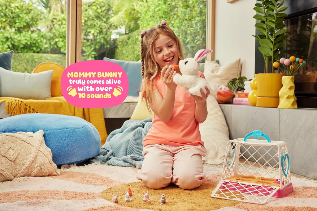 Easter Mommy Bunny & Baby Surprise, Electronic Robotic Rabbit Plush with Babies, Easter Toy Gift for Kids