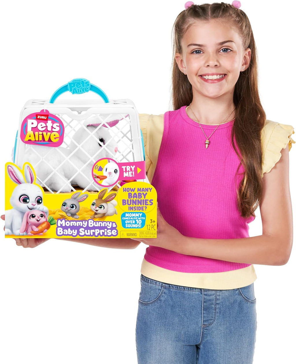 Easter Mommy Bunny & Baby Surprise, Electronic Robotic Rabbit Plush with Babies, Easter Toy Gift for Kids