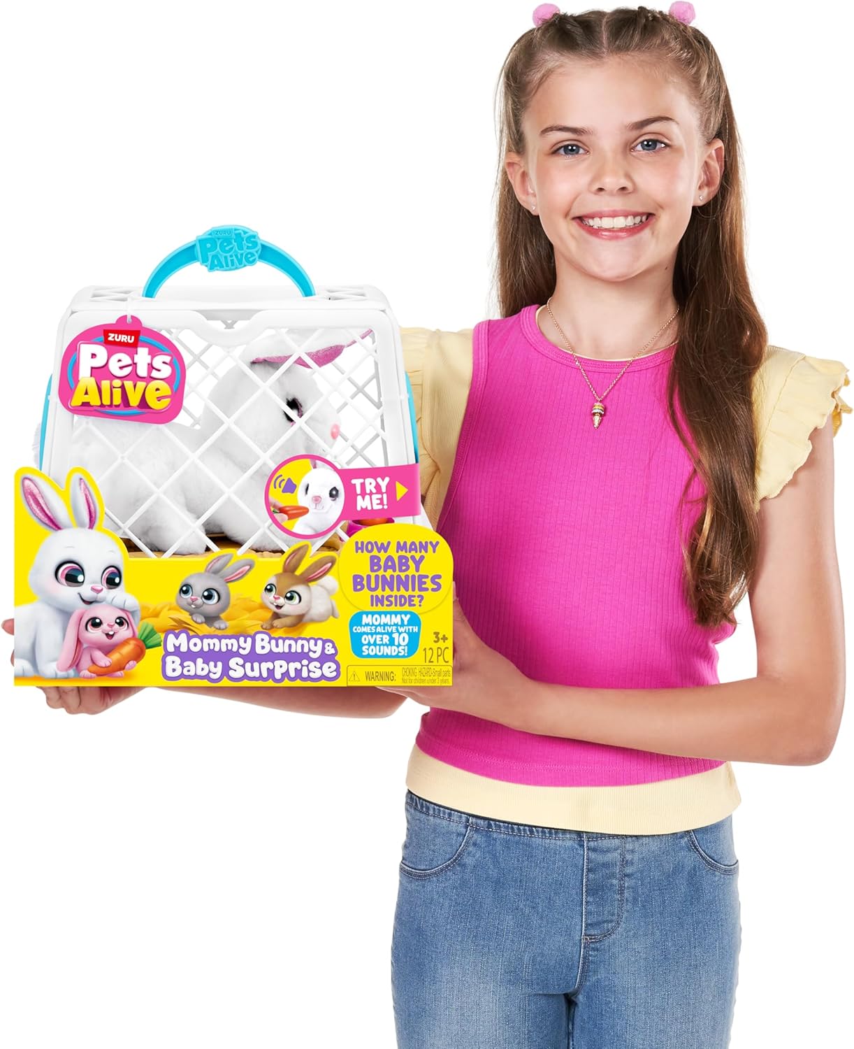 Easter Mommy Bunny & Baby Surprise, Electronic Robotic Rabbit Plush with Babies, Easter Toy Gift for Kids
