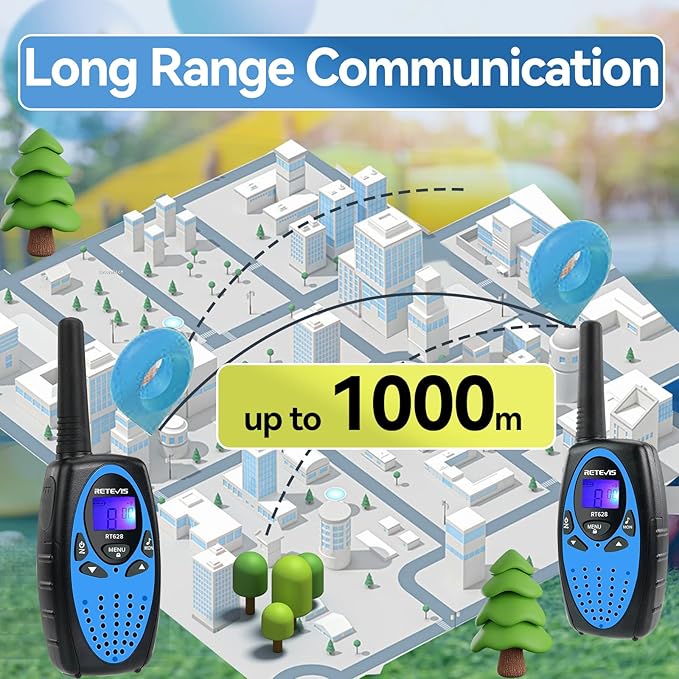 RT628 Walkie Talkies, Kids Toys for 6-12 Years Old, Easy to Use, PMR Walkie Talkies for Kids with VOX, 10 Call Tones, Gifts for Games, Skiing, Family Games, Indoor Activities