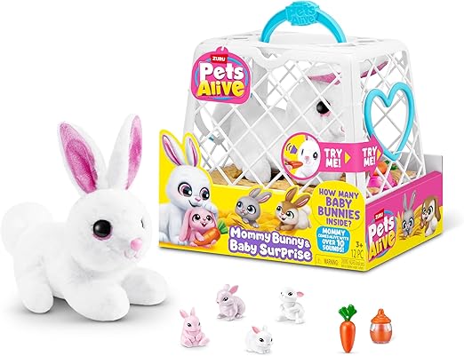 Easter Mommy Bunny & Baby Surprise, Electronic Robotic Rabbit Plush with Babies, Easter Toy Gift for Kids
