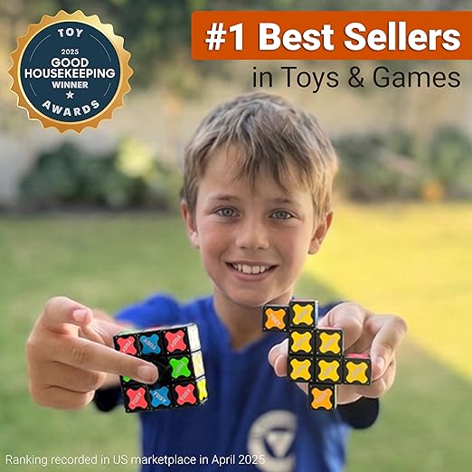 Magnet Fidget Spinner Mini - 8 blocks, 3 in 1 Toy: Transformable Fidget Spinner, Infinity Cube, 2x2 Puzzle Cube, Christmas Stocking Stuffers Gift for Kids/Adults, STEM Sensory Stress Relief Toy