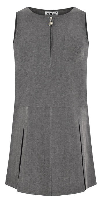 FLOWER EMB PINAFORE – GREY
