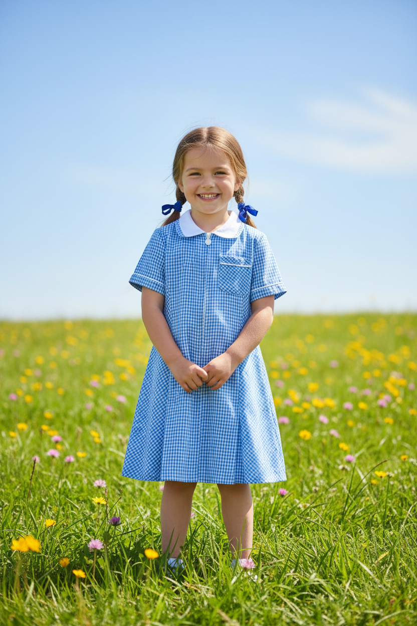 SUMMER DRESS GINGHAM – SKY