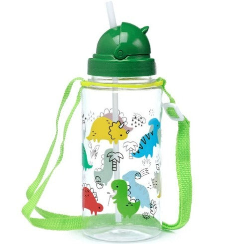 DINOSAUR WATER BOOTLE WITH FLIP STRAW